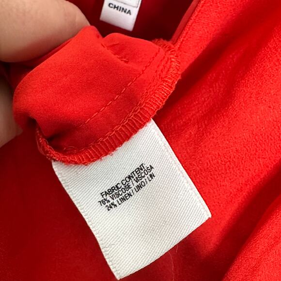 DEREK LAM 10 CROSBY x INTERMIX Linen Wide Leg Jumpsuit Red Sz 4 {G8} - Picture 7 of 8